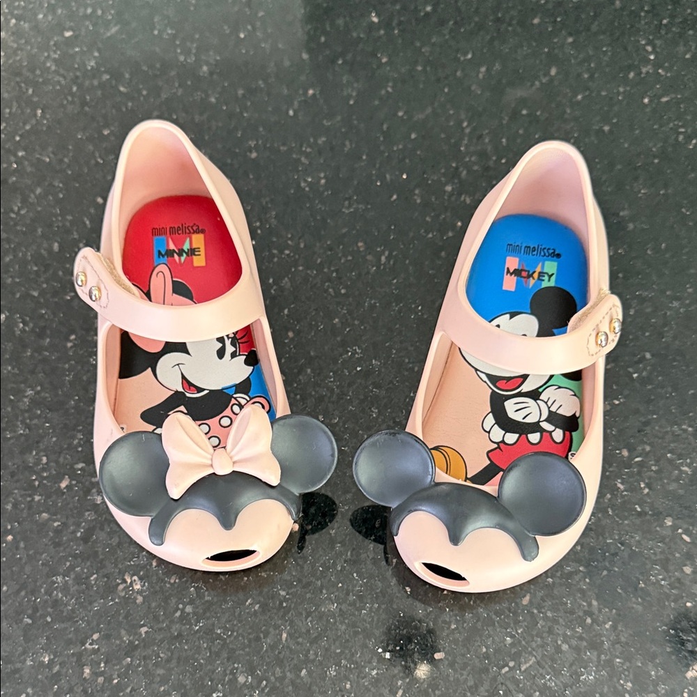 Mini Melissa Pink Mickey & Minnie Mary Jane Jelly Flats